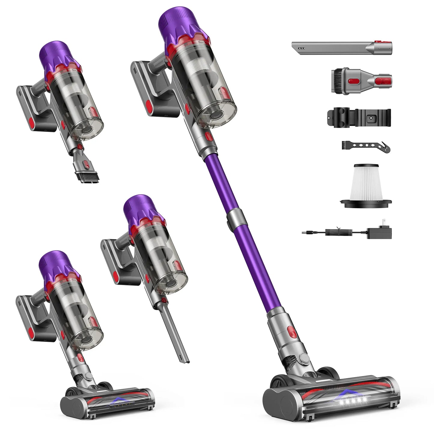 CUZMOK Cordless Vacuum,180W Strong Suction,45-Min Runtime,Self-Standing Stick Vac with HEPA,Anti-Tangle Brush & LED,Lightweight Detachable for Carpet,Floor,Pet Hair,Car #Summervibes