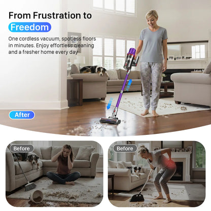 CUZMOK Cordless Vacuum,180W Strong Suction,45-Min Runtime,Self-Standing Stick Vac with HEPA,Anti-Tangle Brush & LED,Lightweight Detachable for Carpet,Floor,Pet Hair,Car #Summervibes