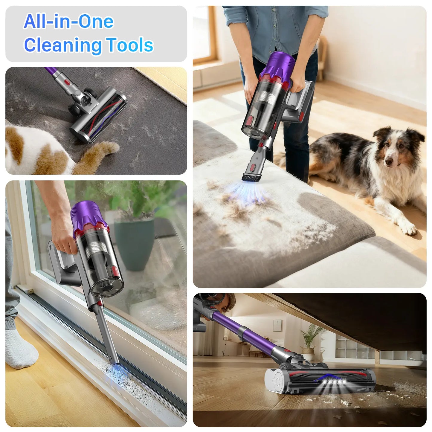 CUZMOK Cordless Vacuum,180W Strong Suction,45-Min Runtime,Self-Standing Stick Vac with HEPA,Anti-Tangle Brush & LED,Lightweight Detachable for Carpet,Floor,Pet Hair,Car #Summervibes