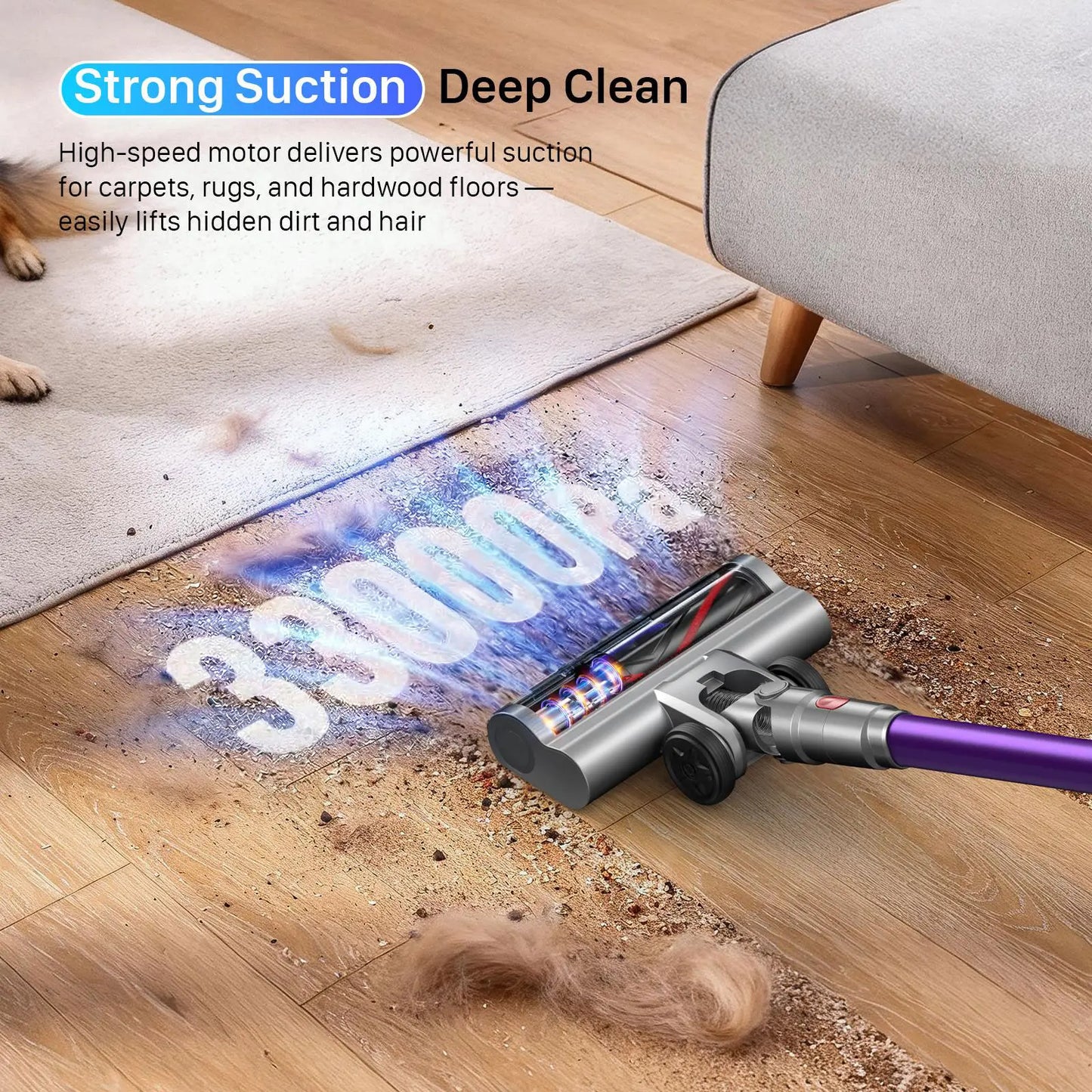 CUZMOK Cordless Vacuum,180W Strong Suction,45-Min Runtime,Self-Standing Stick Vac with HEPA,Anti-Tangle Brush & LED,Lightweight Detachable for Carpet,Floor,Pet Hair,Car #Summervibes
