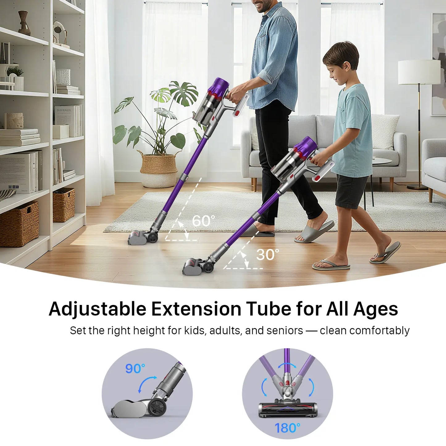CUZMOK Cordless Vacuum,180W Strong Suction,45-Min Runtime,Self-Standing Stick Vac with HEPA,Anti-Tangle Brush & LED,Lightweight Detachable for Carpet,Floor,Pet Hair,Car #Summervibes