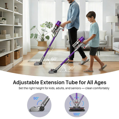 CUZMOK Cordless Vacuum,180W Strong Suction,45-Min Runtime,Self-Standing Stick Vac with HEPA,Anti-Tangle Brush & LED,Lightweight Detachable for Carpet,Floor,Pet Hair,Car #Summervibes