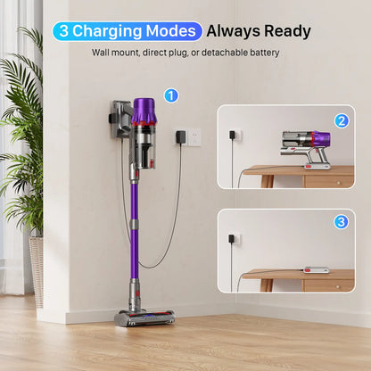 CUZMOK Cordless Vacuum,180W Strong Suction,45-Min Runtime,Self-Standing Stick Vac with HEPA,Anti-Tangle Brush & LED,Lightweight Detachable for Carpet,Floor,Pet Hair,Car #Summervibes